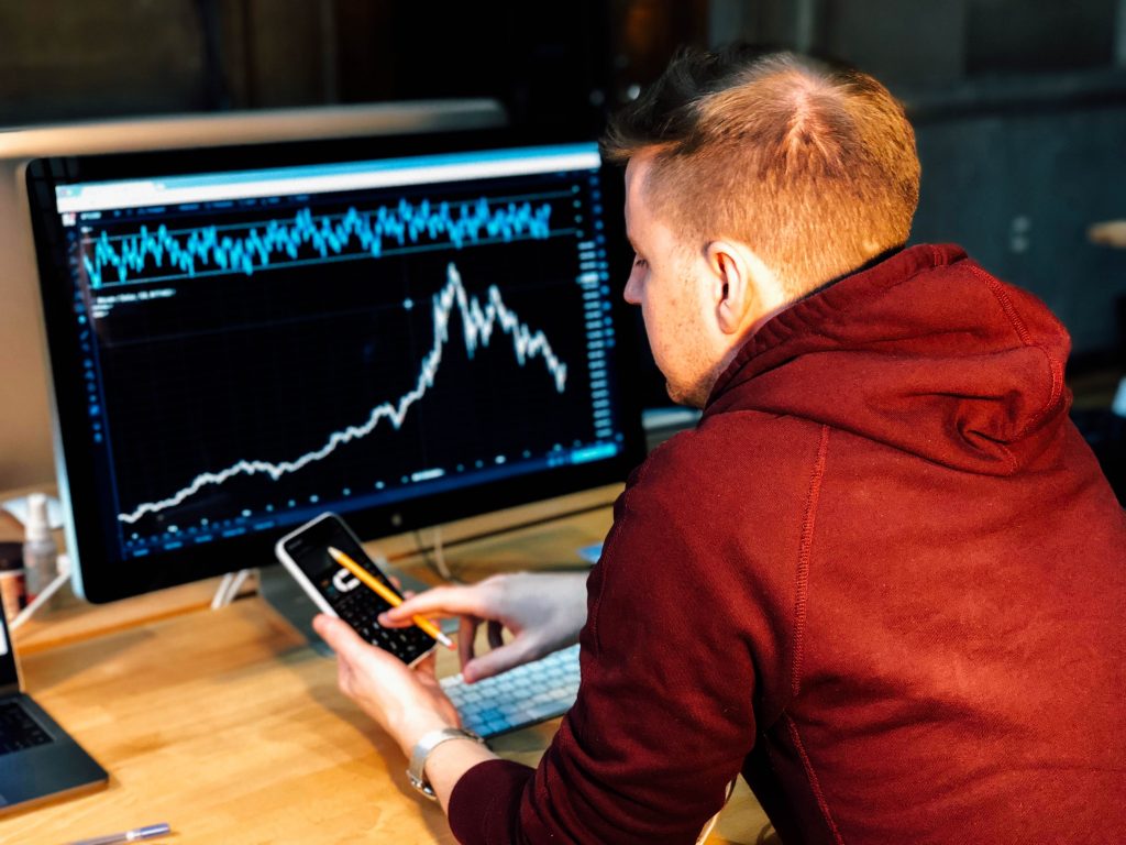 Trader checking currency trends