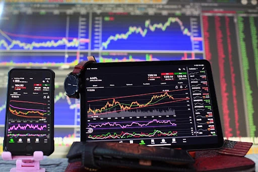 Screens showing trading charts